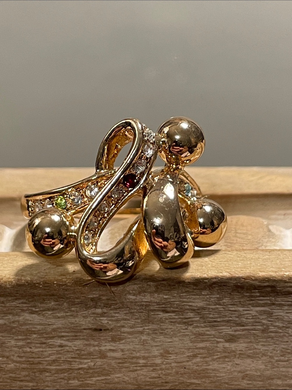 Gold Italy Plated Multi-Gem Ring